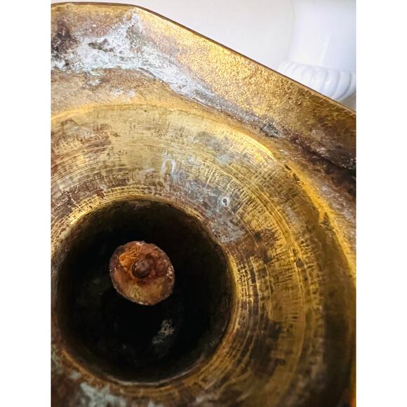 Vintage Brass Candlestick Holders Pair, Hexagon Base, 8” Colonial Revival - Picture 6 of 13